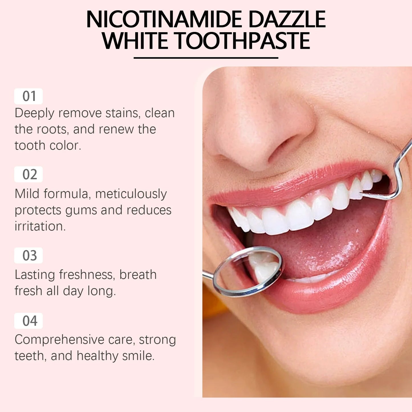 Nicotinamide Teeth Brightening Toothpaste Fresh Breath Deeply Cleaning Hygiene Removing Plaque Stains Oral Care Toothpastes 100g