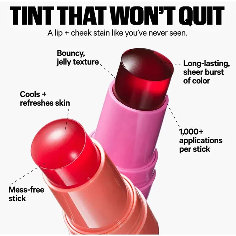 Milk Makeup Cooling Water Jelly Tint Hydrating Long-Lasting Sheer Lip&Cheek Stain 3-in-1 Bouncy Jelly Texture Lipstick Cosmetic