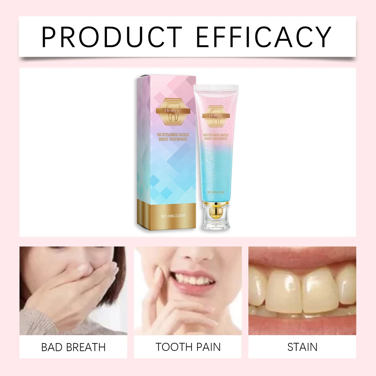 Nicotinamide Teeth Brightening Toothpaste Fresh Breath Deeply Cleaning Hygiene Removing Plaque Stains Oral Care Toothpastes 100g
