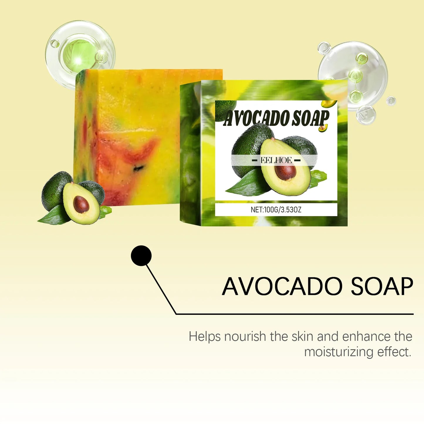 Avocado Soap Body Cleansing Moisturizing Oil Control Smoothing Skin Tender Skin Even Tone Remove Dirt Rejuvenated Skin Body Care