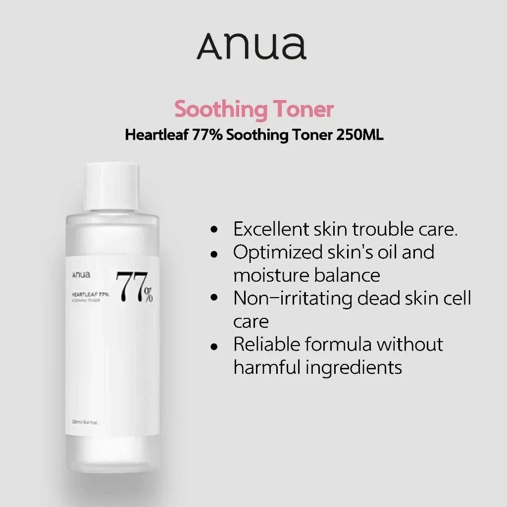 Anua Skincare Products Set Facial Deep Cleansing Toner 77 Heartleaf