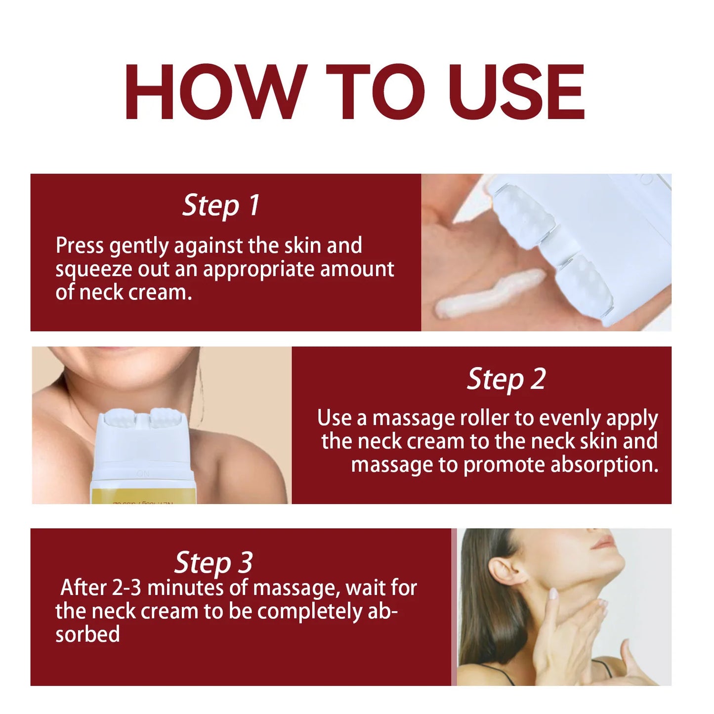 AH-8 Neck Cream with Massage Roller Neck Tightening