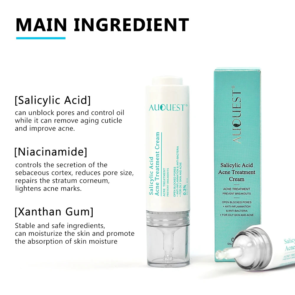 AUQUEST Salicylic Acid Acne Face Cream Pore Blackhead Removal
