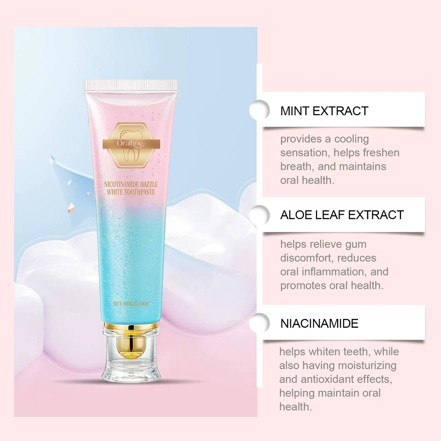 Nicotinamide Teeth Brightening Toothpaste Fresh Breath Deeply Cleaning Hygiene Removing Plaque Stains Oral Care Toothpastes 100g