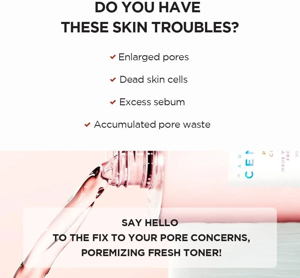 Korean Centella Pink Salt Pore Care Fresh Toner Ampoule Facial Serum