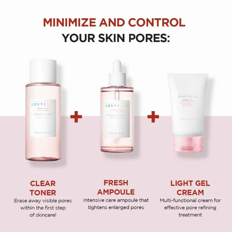 Korean Centella Pink Salt Pore Care Fresh Toner Ampoule Facial Serum