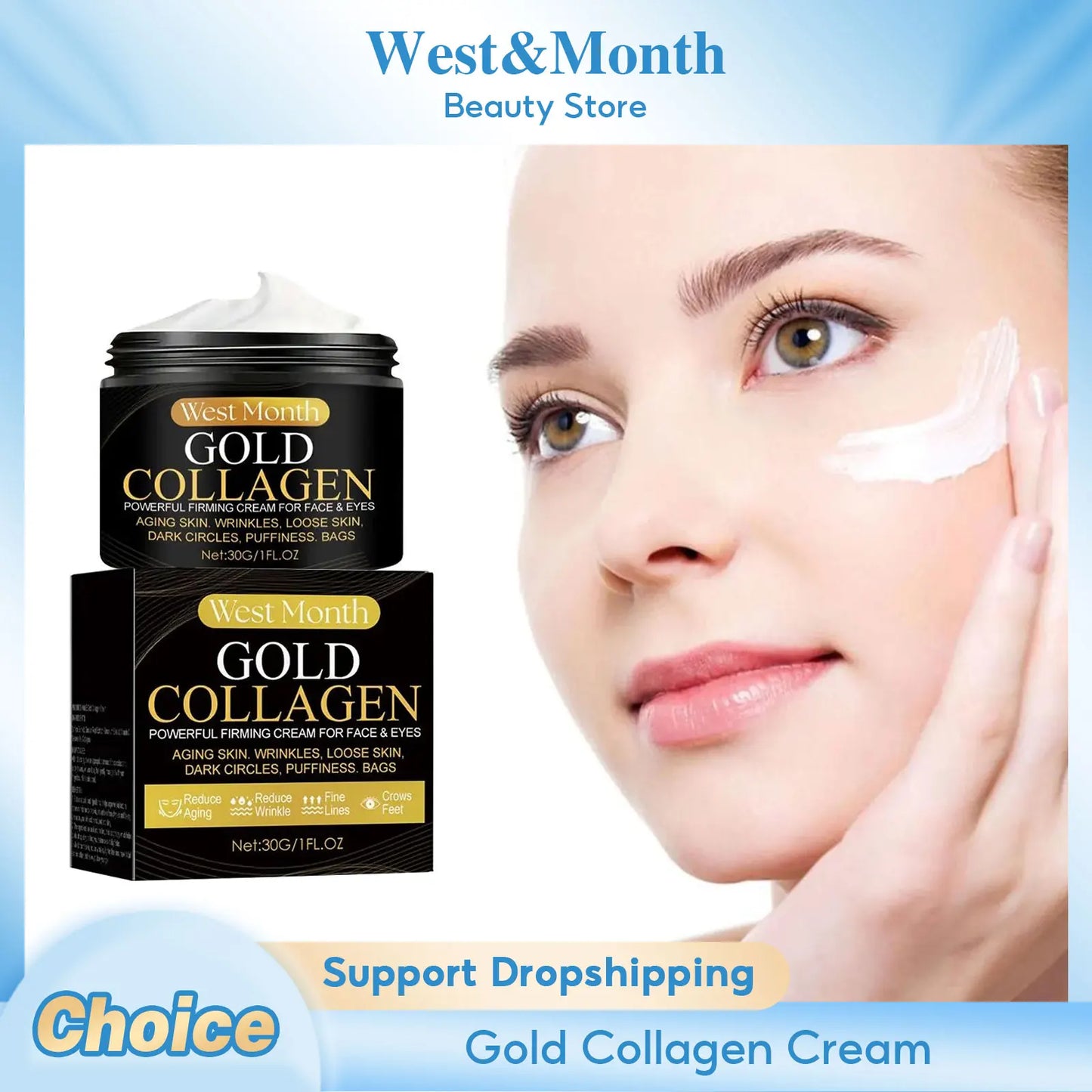 Gold Collagen Face Cream Anti Aging Firming Lifting Fade Fine Lines