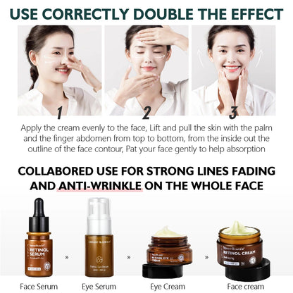 GLAMOUR Retinol Facial Skin Care Set Face Cream Eye Serum 2PCS