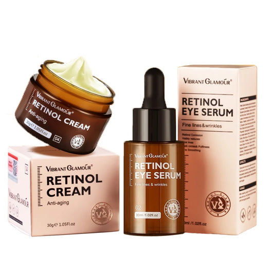 GLAMOUR Retinol Facial Skin Care Set Face Cream Eye Serum 2PCS