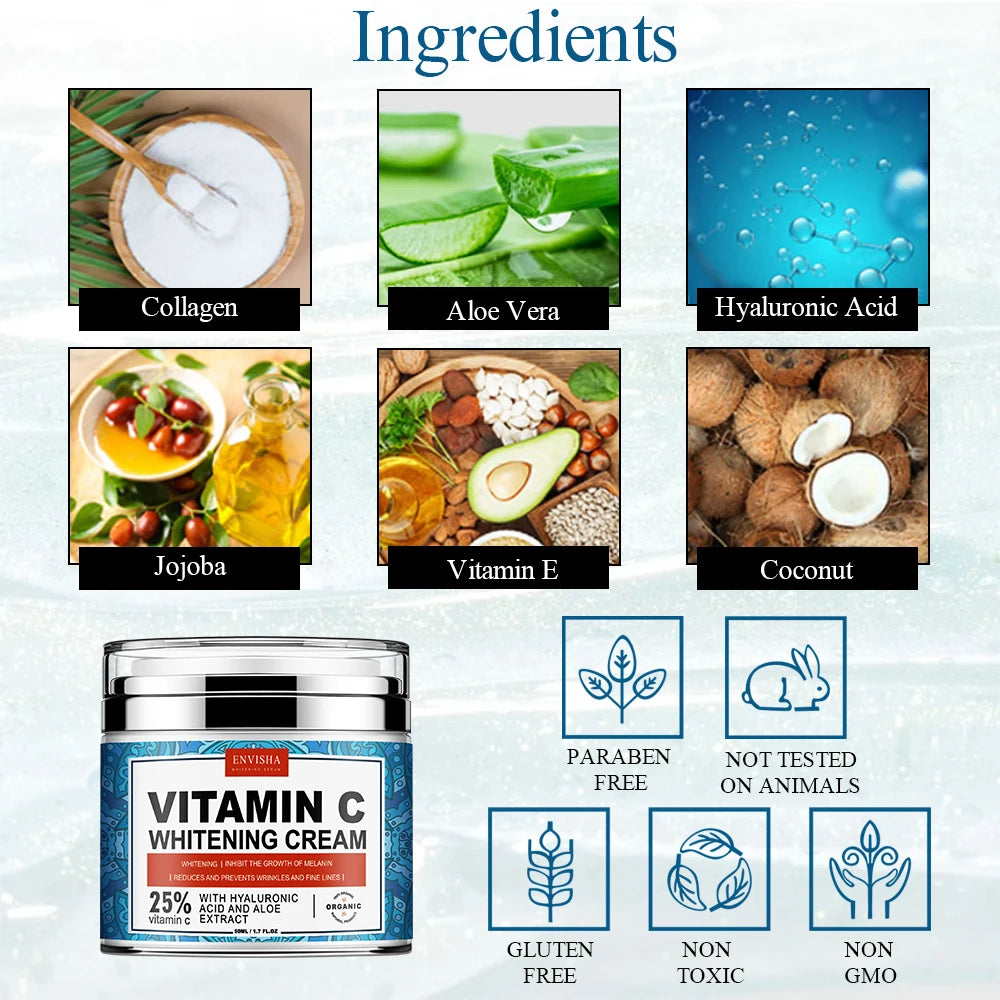 Neck Face Cream Vitamin Collagen Whitening Anti-Wrinkle Aging