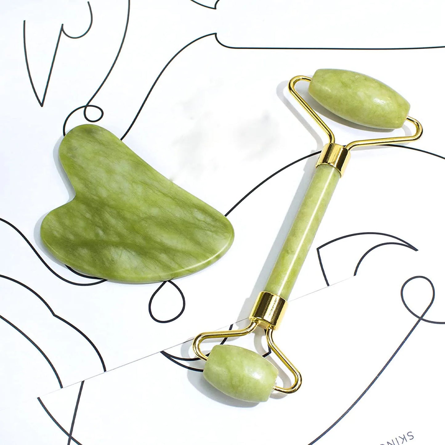 2PCS Natural Gua Sha Stone Facial Massage