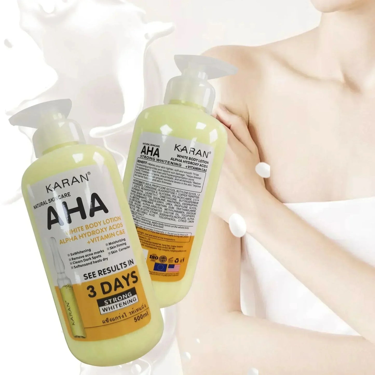 Whitening Body Cream Hydroxy Acids Vitamin C&E Moisturizing