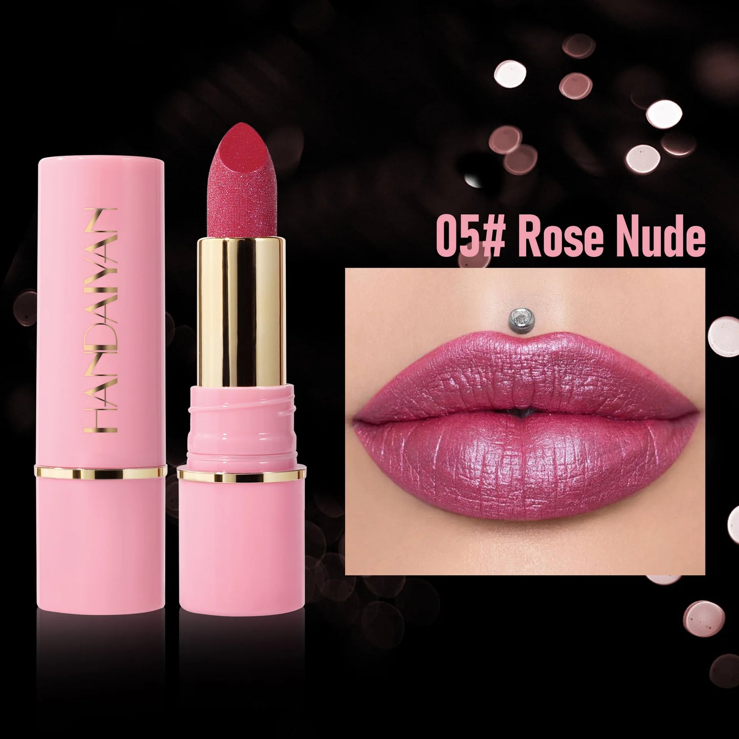 handaiyan 8 colors moisturizing and long-lasting embossed silk screen fine glitter lips translucent glass lip glitter lip gloss