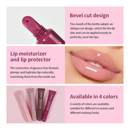 4pcs /set Moisturizing Lip Glaze Mirror Glass Long Lasting Lip Gloss