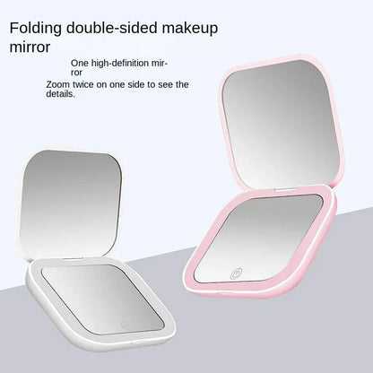Compact Mini Folding LED Lighted Makeup Mirror
