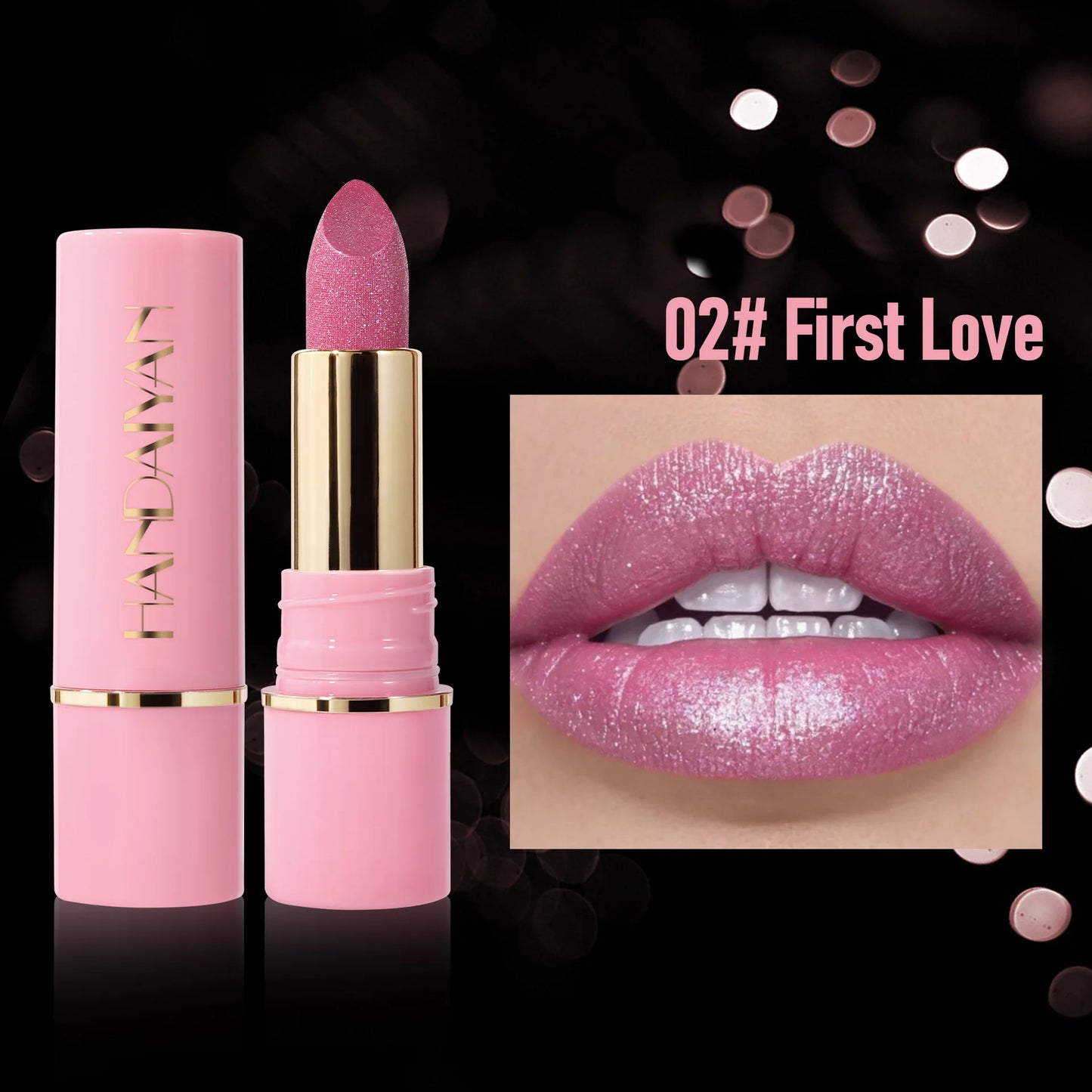 handaiyan 8 colors moisturizing and long-lasting embossed silk screen fine glitter lips translucent glass lip glitter lip gloss