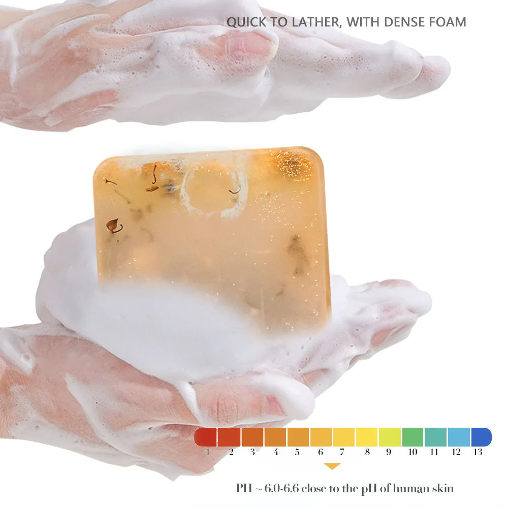 90g FUJZXANS Handmade Essential Oil Soap Bars - Rose, Jasmine, Green Tea, Calendula, Osmanthus, Lavender, Lemon - 7 Long-Lasting