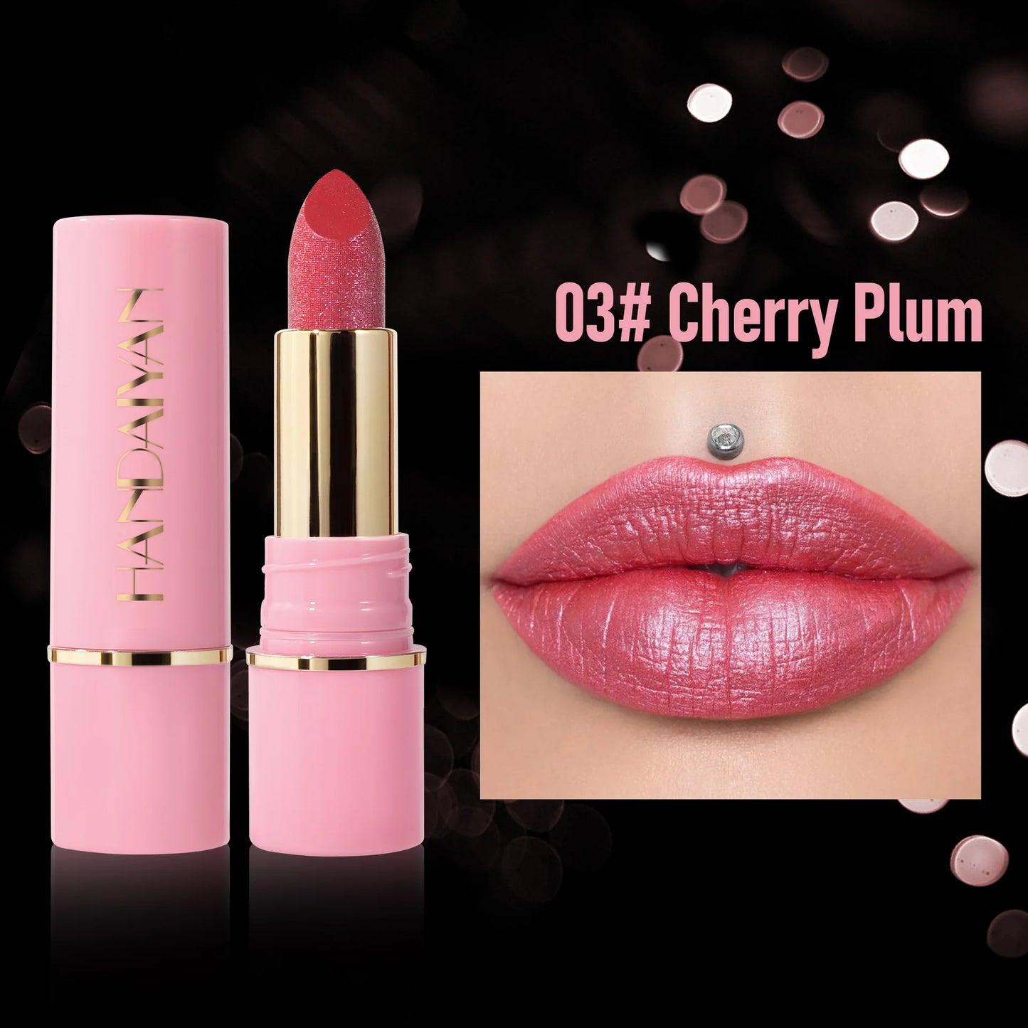 handaiyan 8 colors moisturizing and long-lasting embossed silk screen fine glitter lips translucent glass lip glitter lip gloss