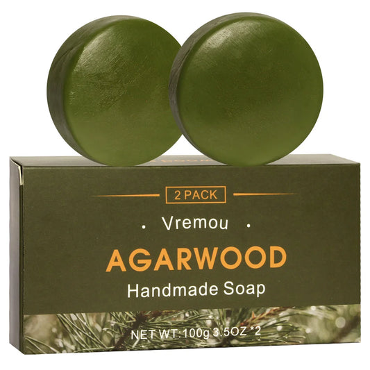 2 Pack Handmade Agarwood Soap] 2 Pack of Agarwood Soap Essential Oil Handmade Soap Sandalwood Soap