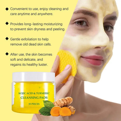 Turmeric Kojic Acid Cleansing products Exfoliating Cleansing Pads
