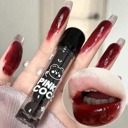 Moisturizing Mirror Lip Glaze Dark Red Brown Non Greasy Water Light Lip Gloss Long-Lasting Non-stick Cup Lightly Liquid Lipstick