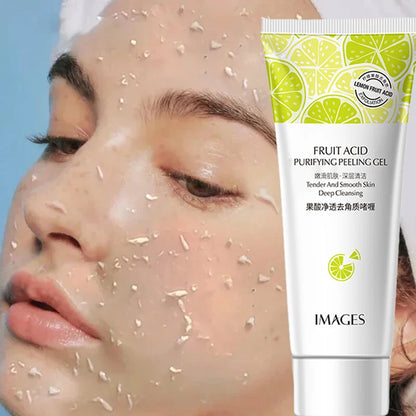Face Exfoliating Gel Fruit Acid Facial Exfoliator Scrub Cleanses Whitening Acne Blackhead Treatment Shrink Pores Skin Care 80g