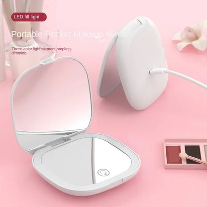 Compact Mini Folding LED Lighted Makeup Mirror
