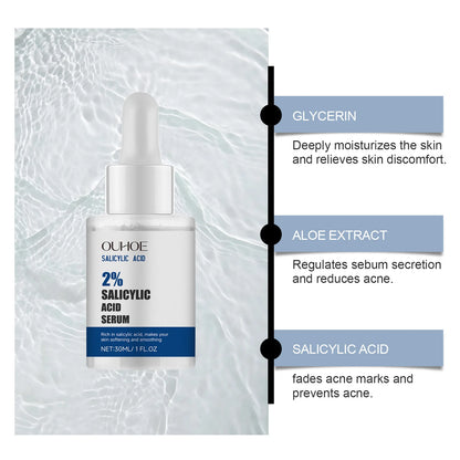 2% Salicylic Acid Serum Tighten Delicate Pore Facial Essence Hydrating Gentle Shrinking Pore Remove Acne Serum Face Skin Care