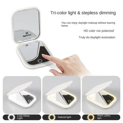 Compact Mini Folding LED Lighted Makeup Mirror