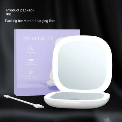 Compact Mini Folding LED Lighted Makeup Mirror