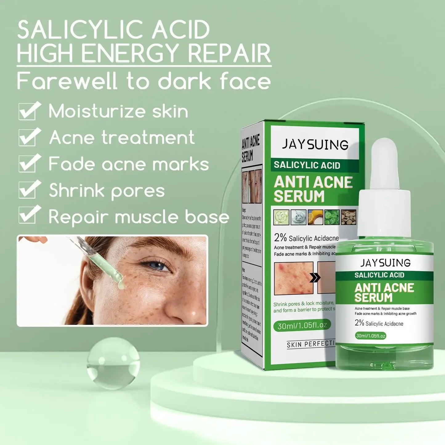 Anti Acn-e Face Serum Moisturizing Salicylic Acid Pimp-le Scar
