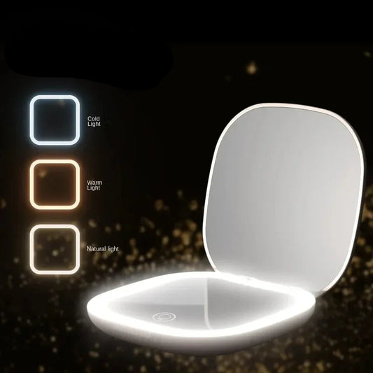 Compact Mini Folding LED Lighted Makeup Mirror