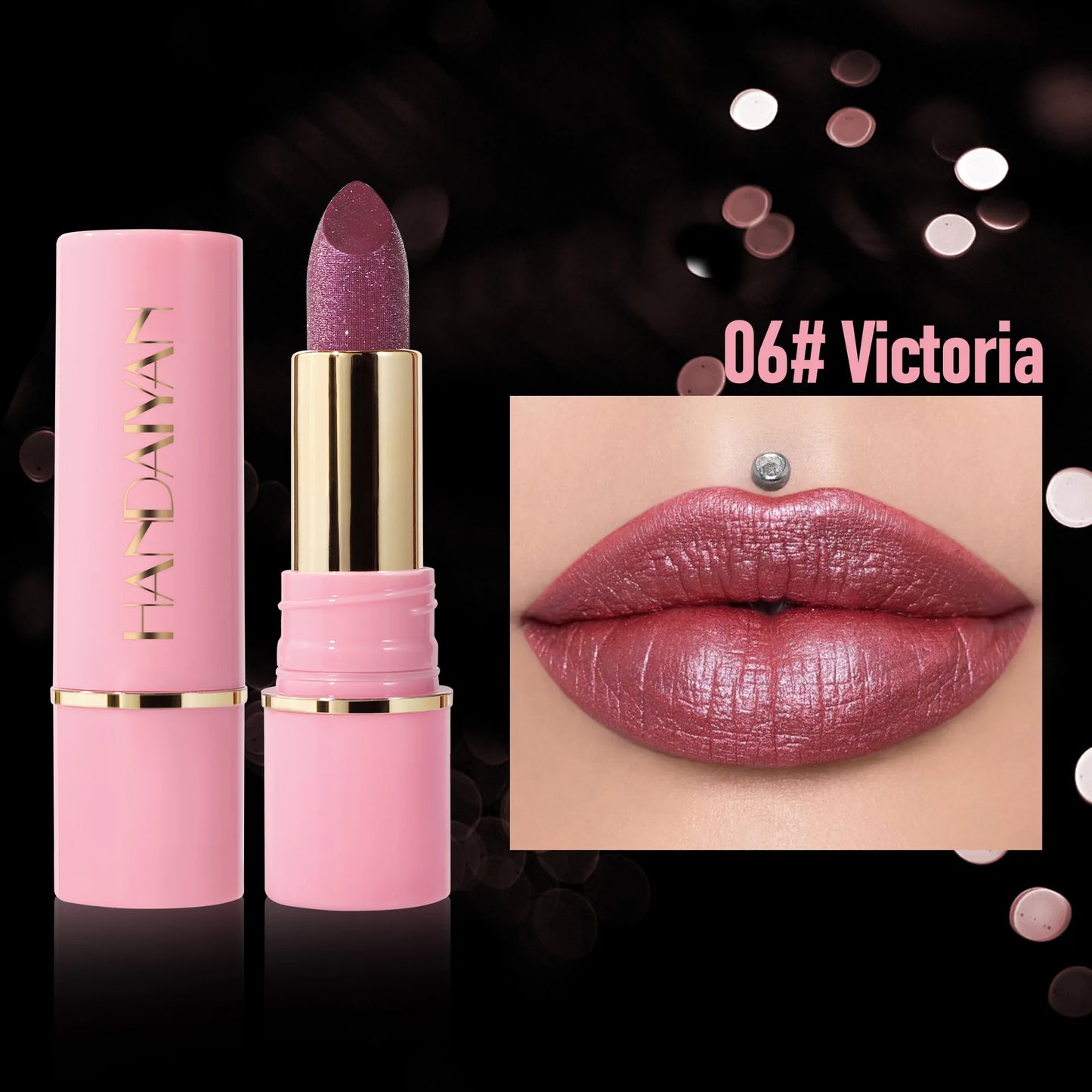 handaiyan 8 colors moisturizing and long-lasting embossed silk screen fine glitter lips translucent glass lip glitter lip gloss