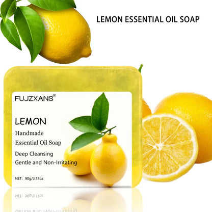 90g FUJZXANS Handmade Essential Oil Soap Bars - Rose, Jasmine, Green Tea, Calendula, Osmanthus, Lavender, Lemon - 7 Long-Lasting