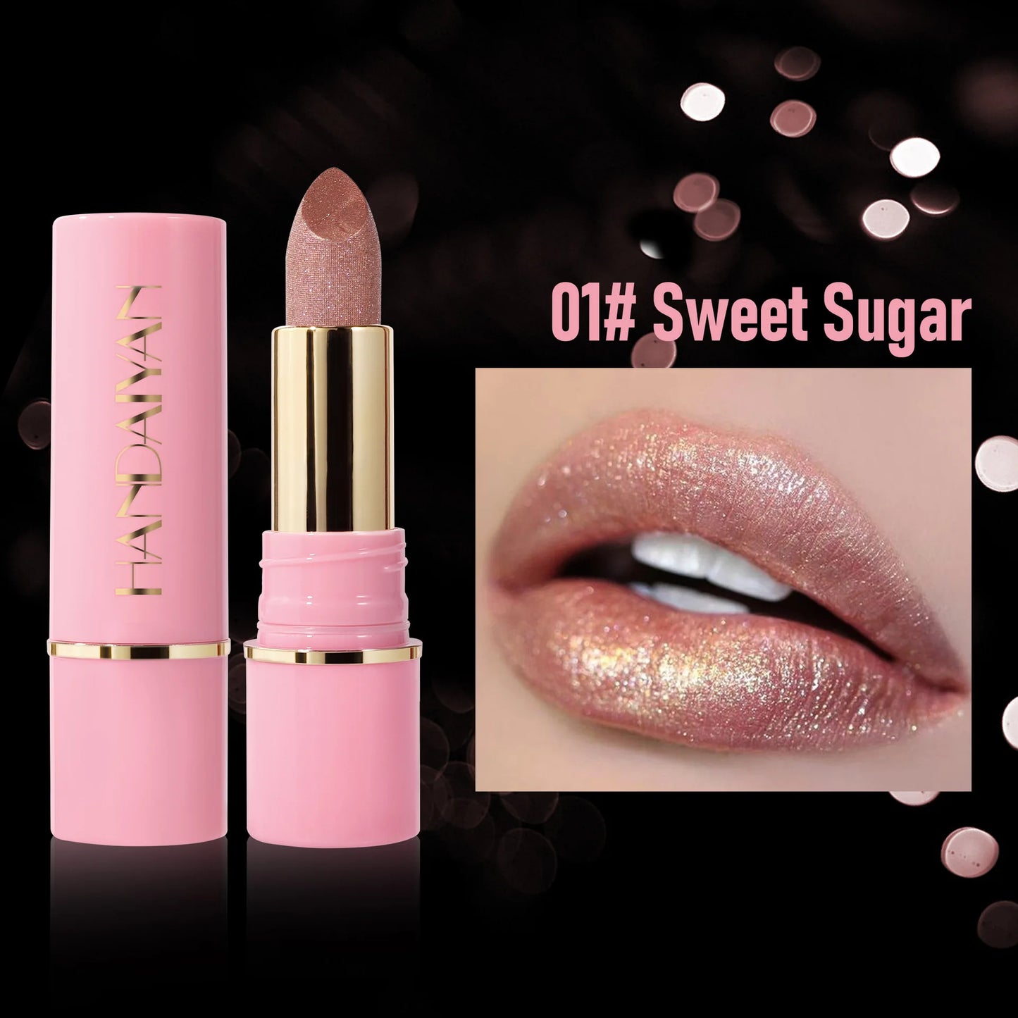 handaiyan 8 colors moisturizing and long-lasting embossed silk screen fine glitter lips translucent glass lip glitter lip gloss