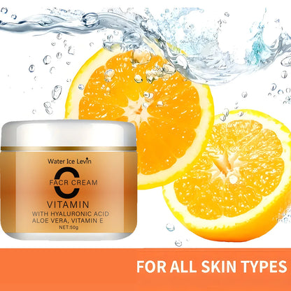 Vitamin C Facial Cream, Hyaluronic Acid, Aloe Vera and Vitamin E, Facial Moisturizing Cream, Nourishing Skin Care, Increasing Brightness, Available for All Skin Types