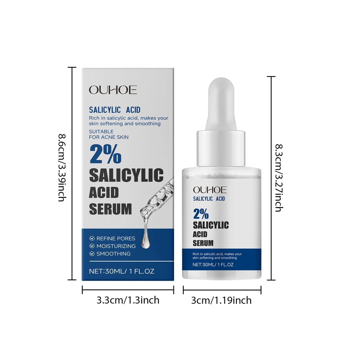 2% Salicylic Acid Serum Tighten Delicate Pore Facial Essence Hydrating Gentle Shrinking Pore Remove Acne Serum Face Skin Care