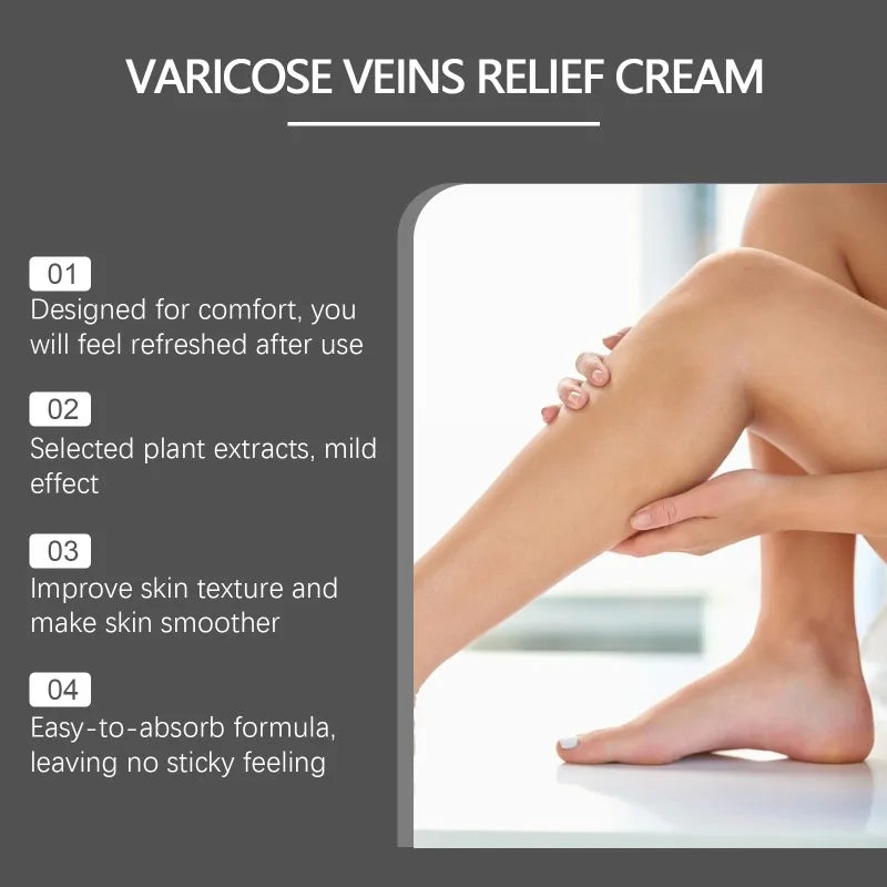 Varicose Veins Relief Cream Gentle Relief of Leg Discomfort Daily Massage Promote Blood Circulation External Use Leg Care Cream